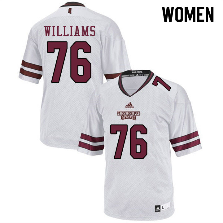 Women #76 Kieran Williams Mississippi State Bulldogs College Football Jerseys Sale-White - Click Image to Close